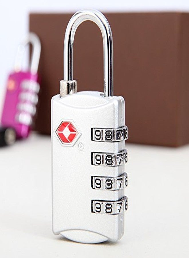 KANABEE كانابي - مجموعة من قطعتين - 309 - قفل معدني معتمد من إدارة أمن النقل الأمريكية (TSA) مكون من 4 أرقام لأقفال السفر برقم سري لحقائب الأمتعة ((عبوة من قطعتين) 1 أسود، 1 فضي) - Image 4